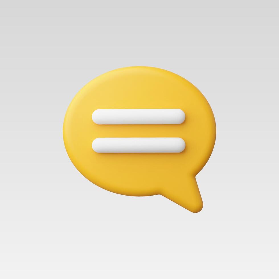 3d Realistic Yellow Chat or Message Icon vector