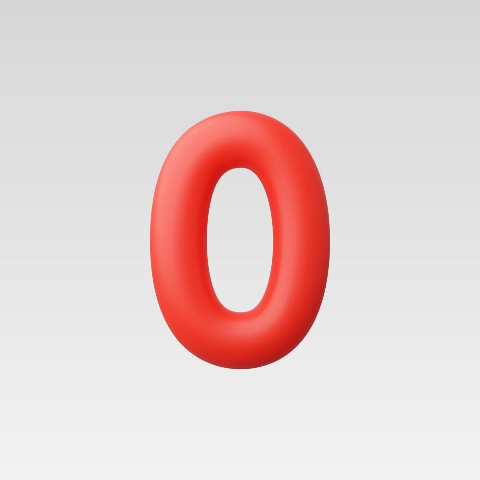 3d Realistic Number Zero vector