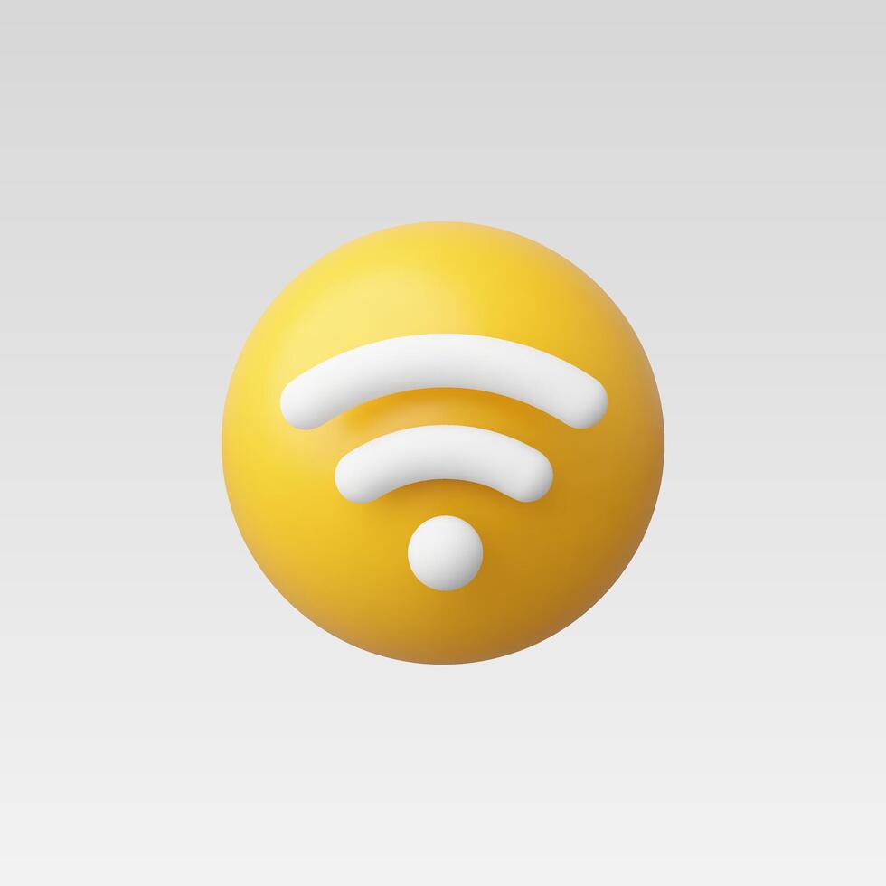 3d Realistic Yellow Wireless network vector