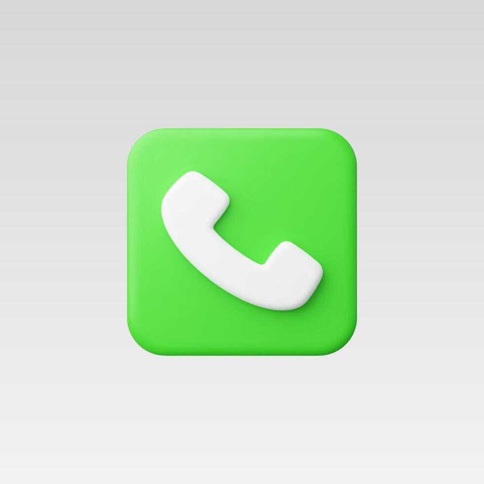 3d Realistic Phone Call Green Icon vector