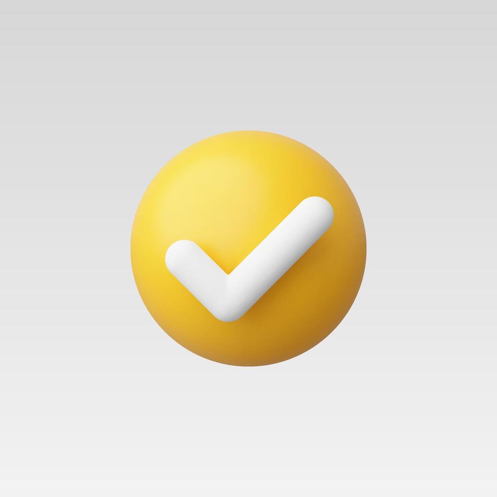 3d Realistic Check mark icon vector
