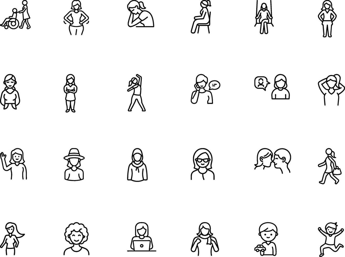 Human Behavior Line Icons vector