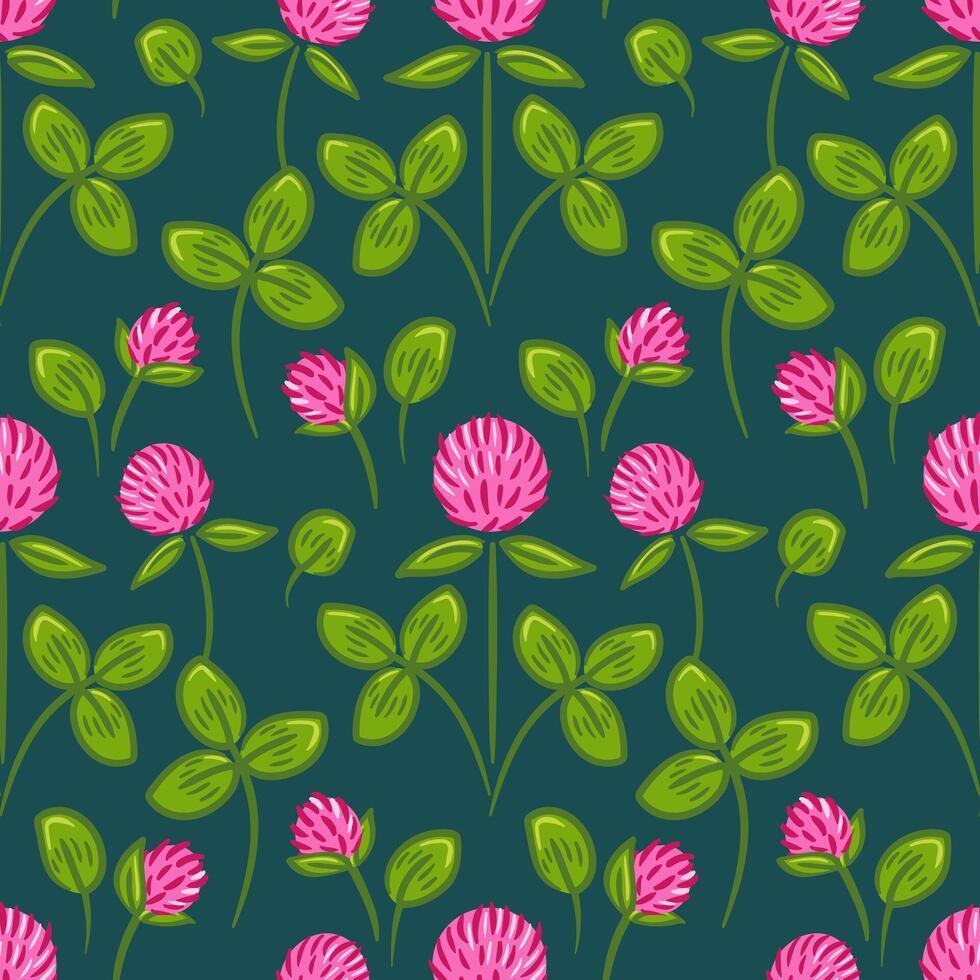 A seamless pattern featuring vibrant red clover flowers and lush green leaves, perfect for textile designs, wallpapers, and various creative projects. This botanical motif adds a touch of nature vector