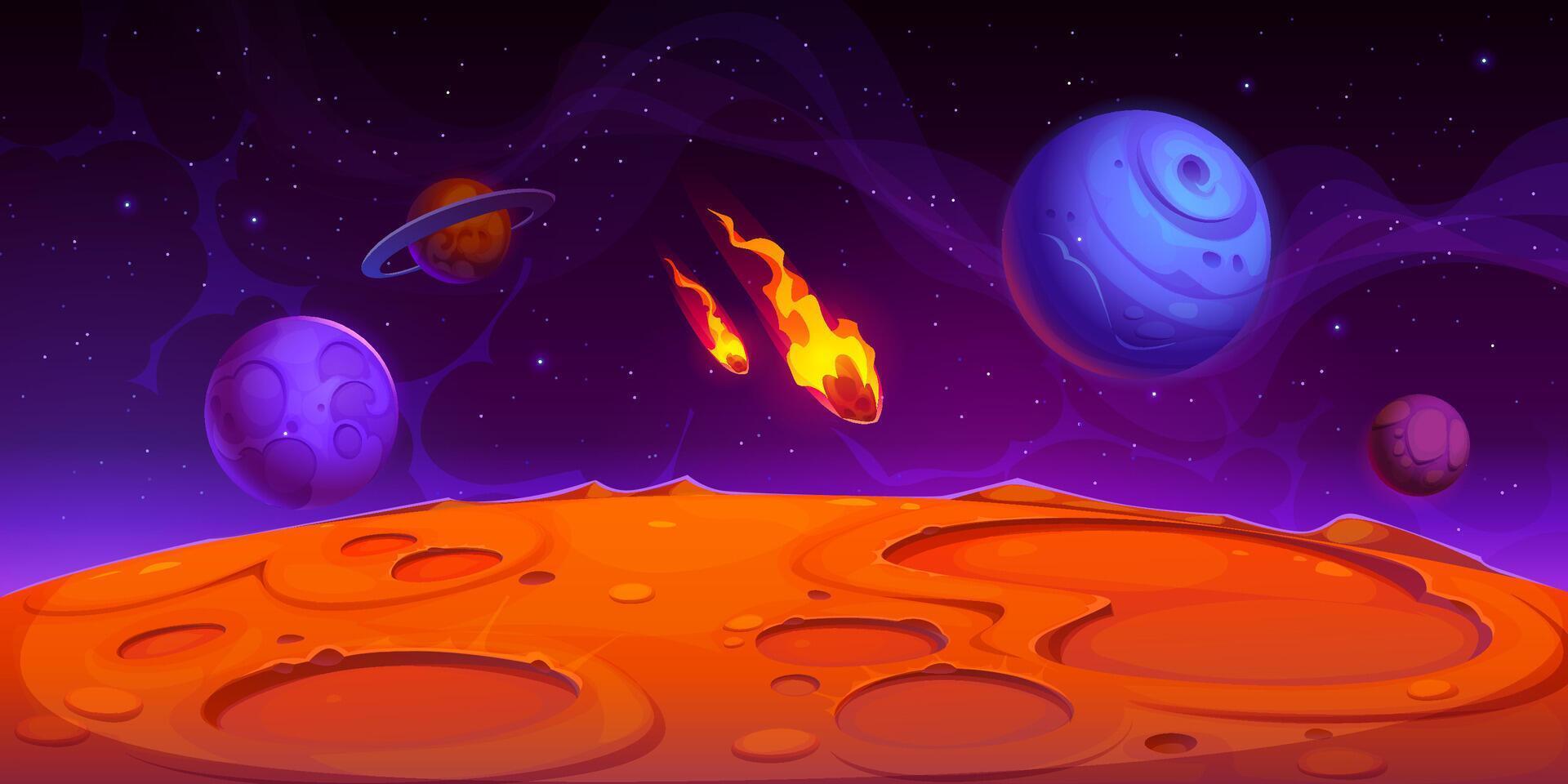 Galaxy alien space planet landscape background vector