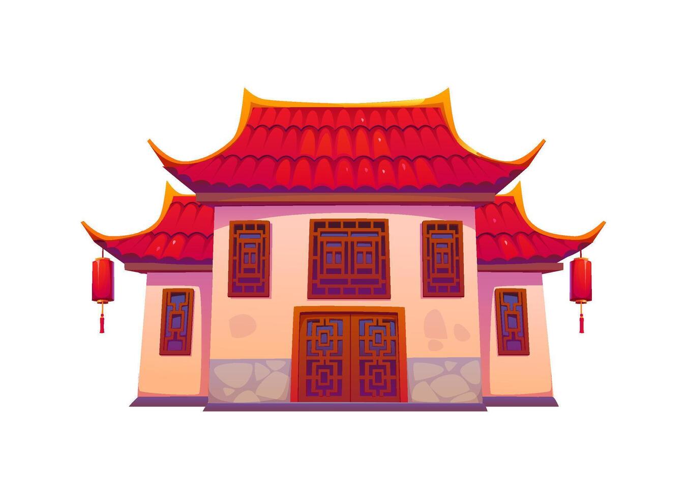 Chinese building, China architecture house, temple vector