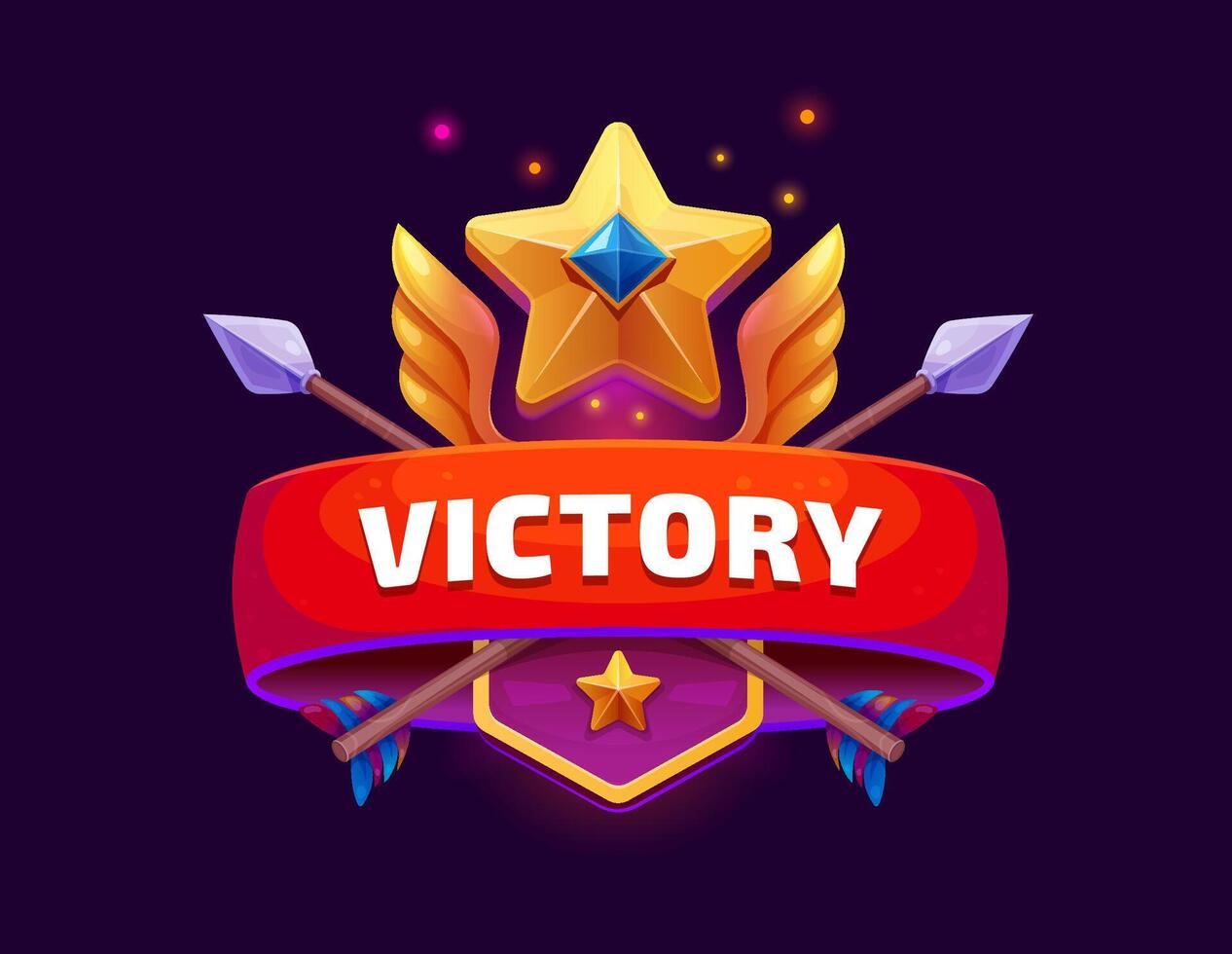 Game victory icon badge, gui award trophy vector