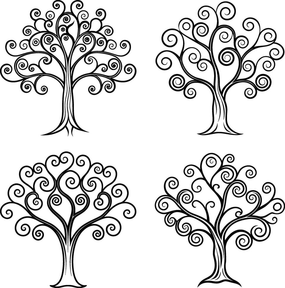 Graceful Tree Outline Art vector