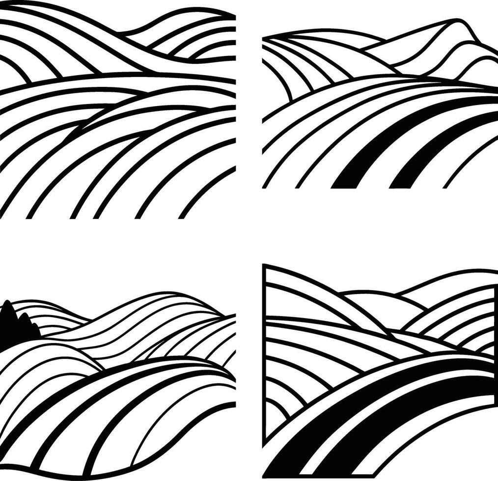 Stylized Curve Line Sketch Collection vector