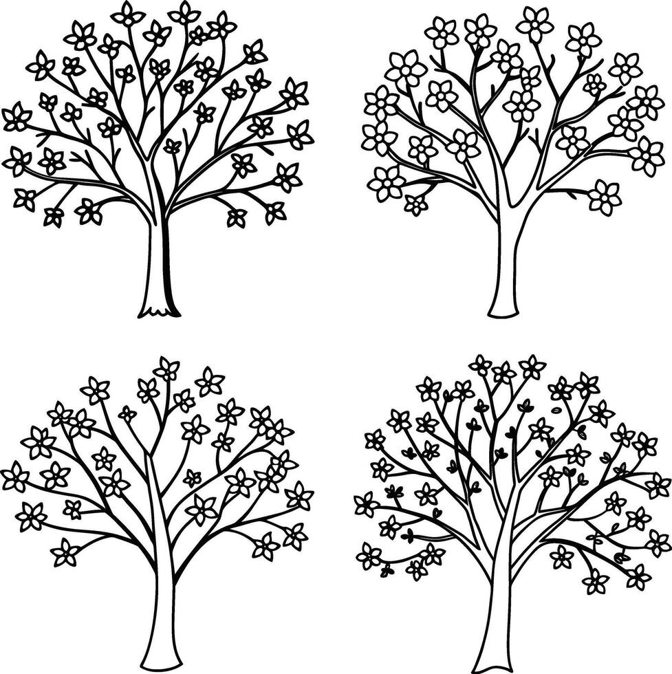 Hand-Drawn Tree Line Art vector