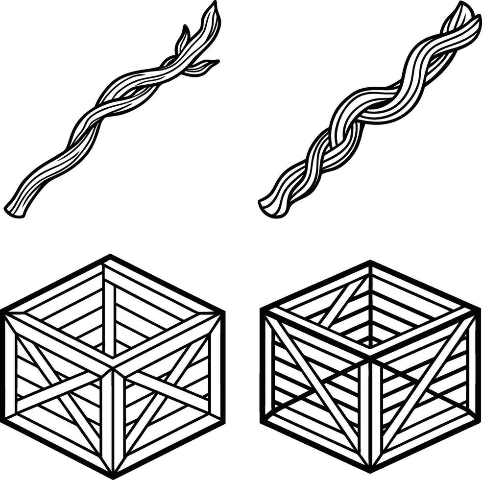 Wooden sticks and wooden boxes vector