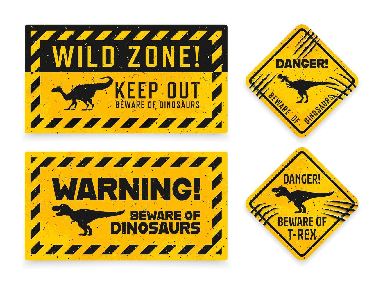Dinosaur warning signs with claw scratch marks 59542117 Vector Art at