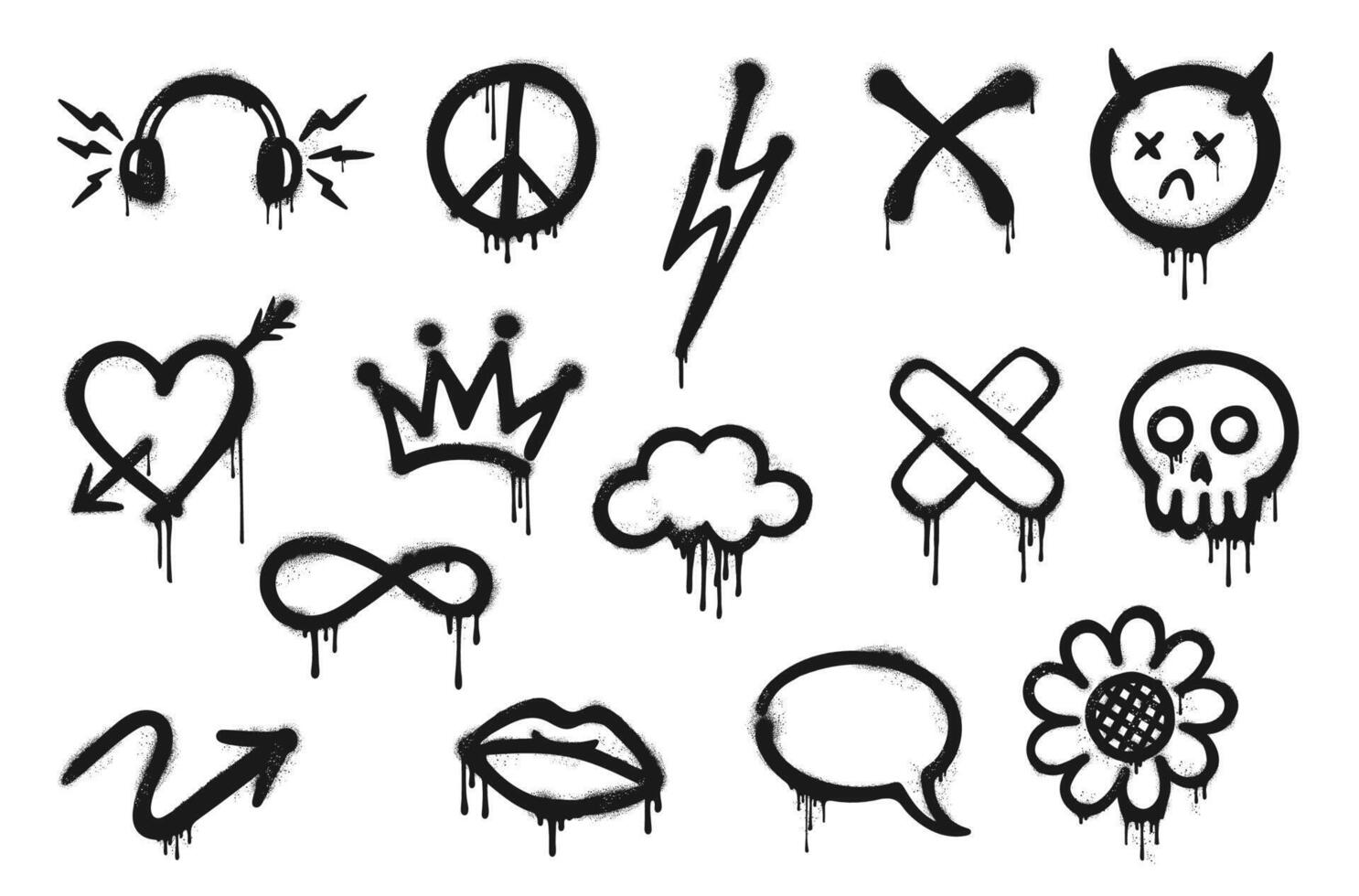 Grunge graffiti ink spray paint, street art vector