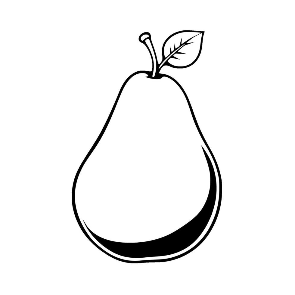 A pear is shown in black and white vector