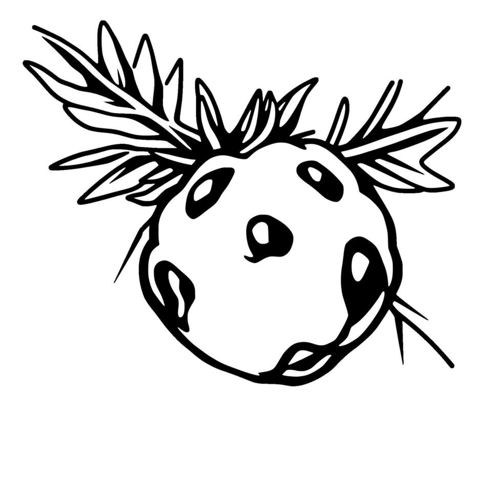 Whimsical Hand-Drawn Creature With Leafy Headgear vector