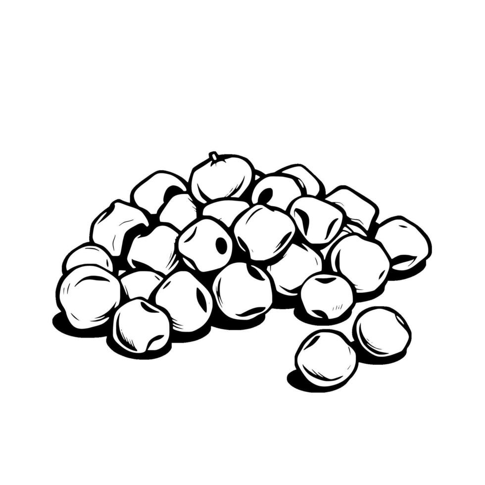 A Pile Of Round White Peas In Black And White vector
