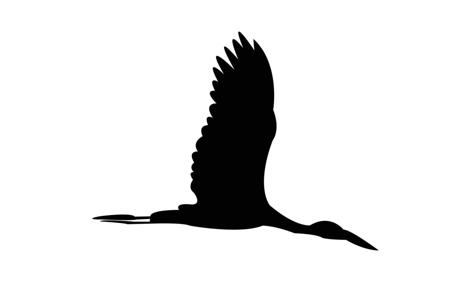 Flying African openbill bird black Silhouette Design And Illustration. vector