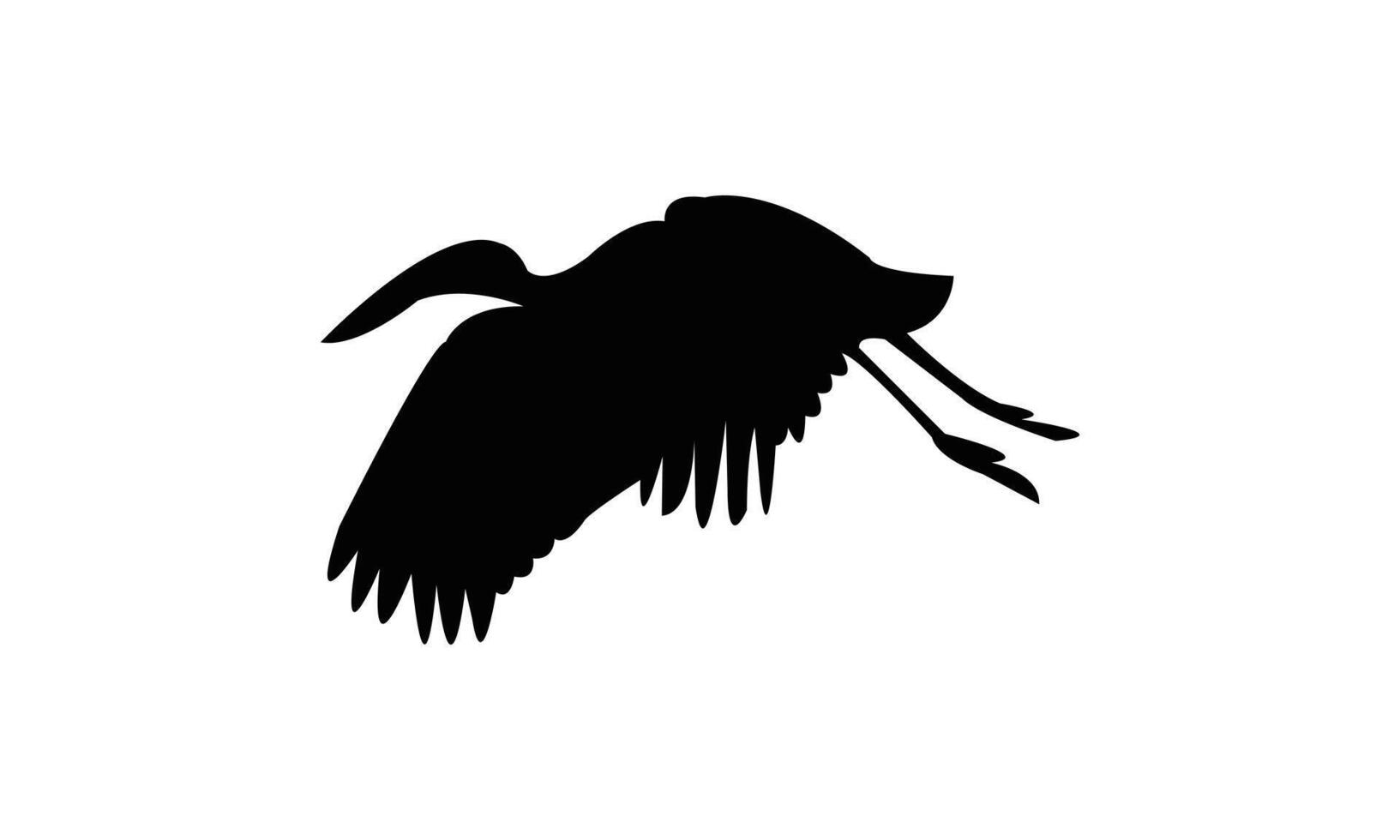 Flying African openbill bird black Silhouette Design vector