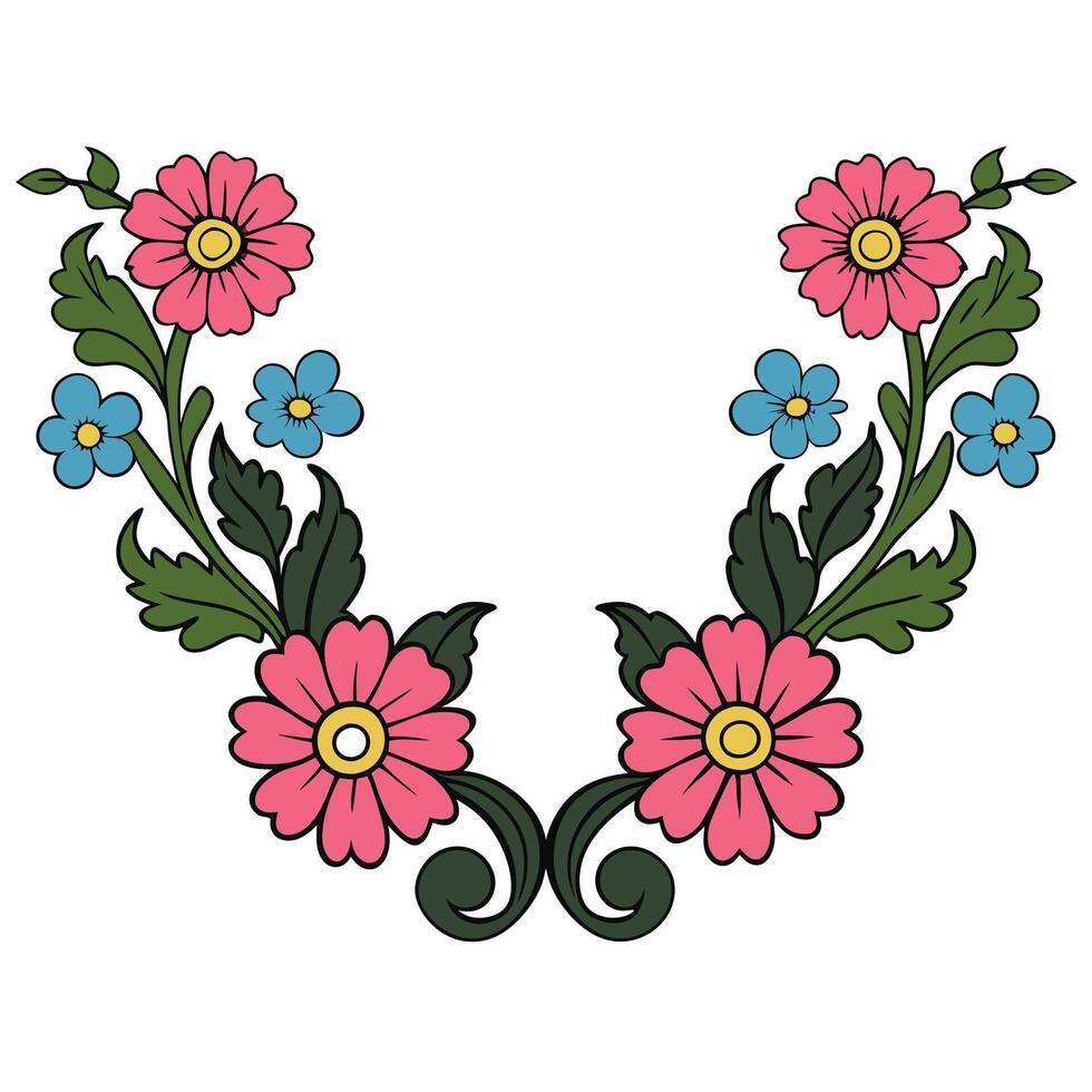 Minimalist colorful laurel wreath outline illustration design vector