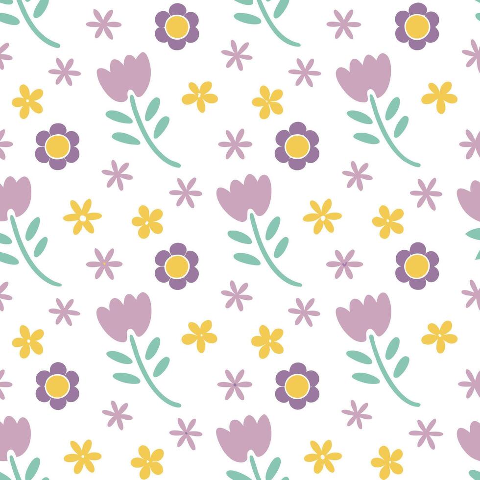 Nature-inspired seamless pattern with flowers vector