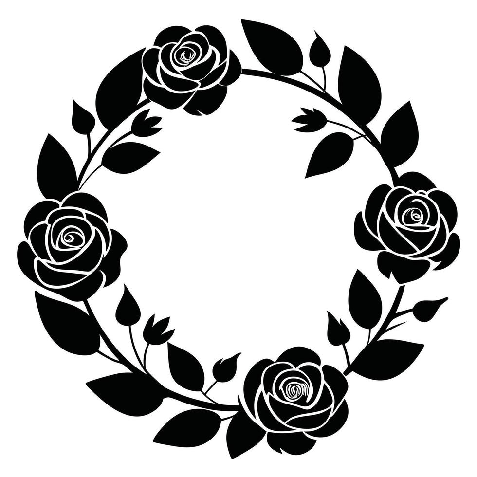 Circular leaf rose flower wreath for elegant designs vector