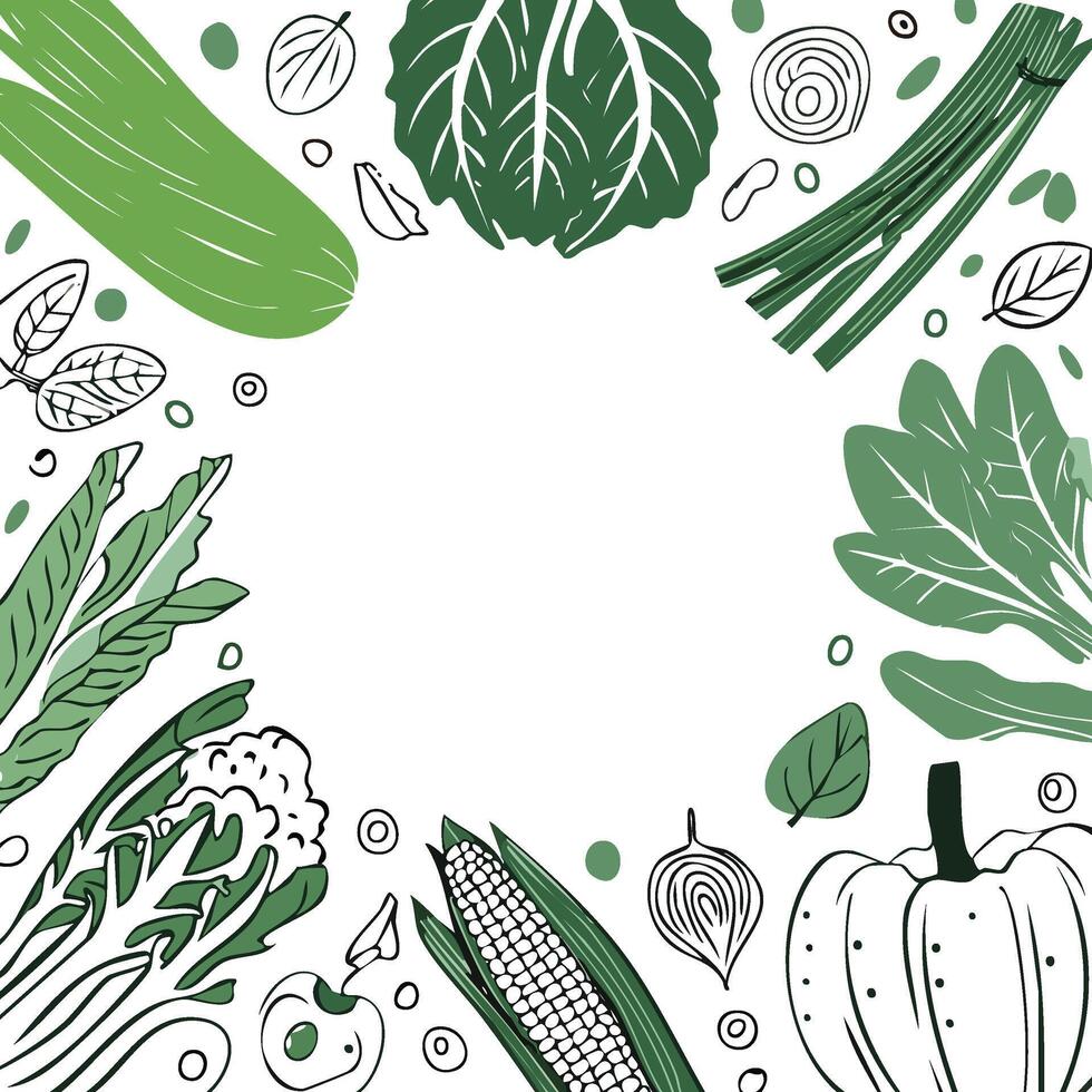 asian greens illustration with copy space vector
