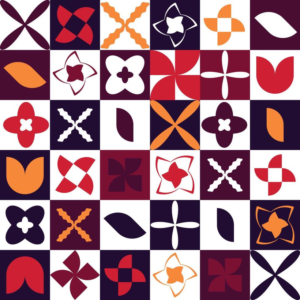 bauhaus leaves and stars pattern vector