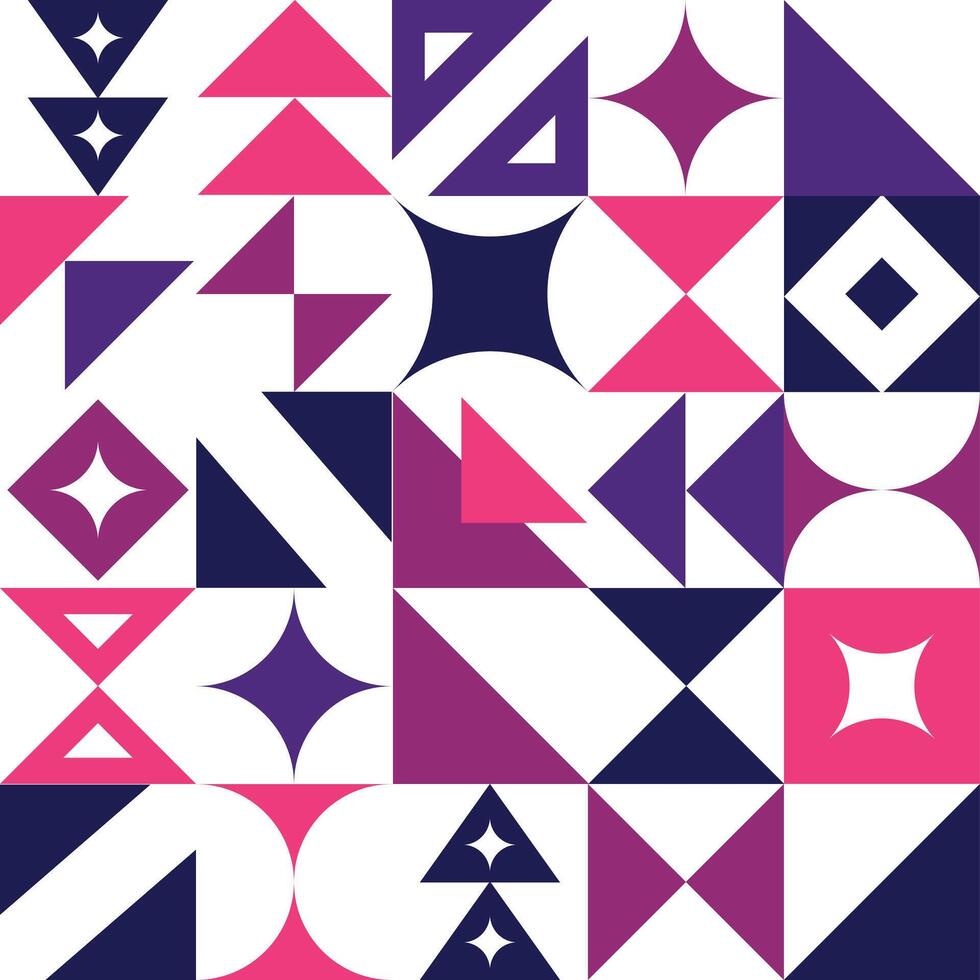 pink and purple triangle bauhaus pattern vector