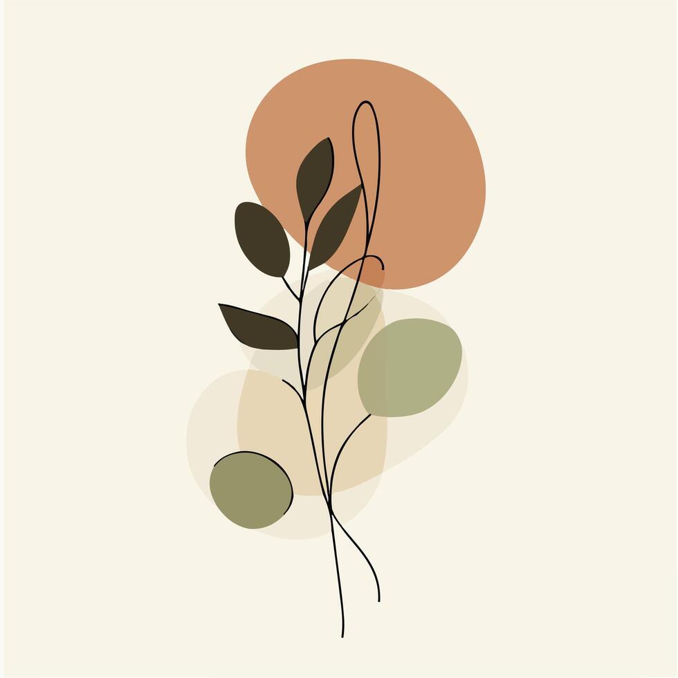 a floral illustration with leaves and circles vector