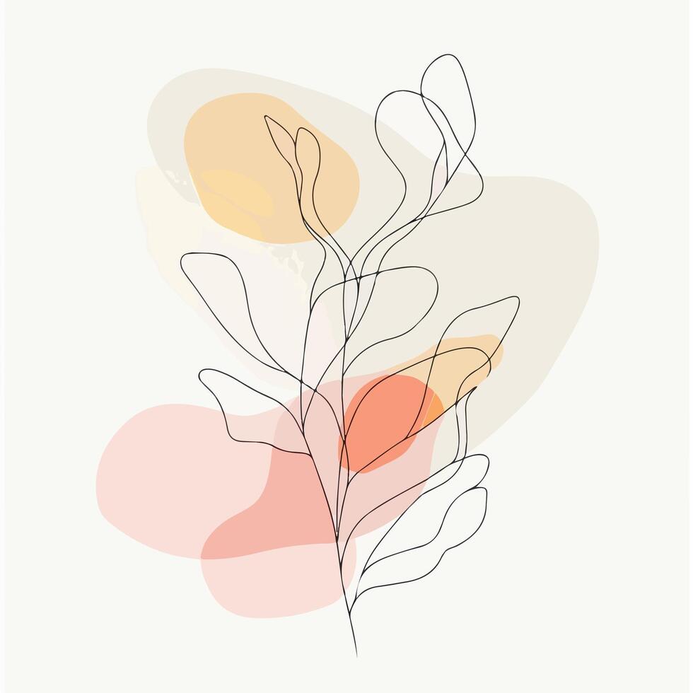 abstract line drawing of a plant with leaves vector