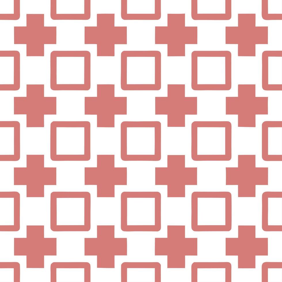 A pattern with squares and crosses on a white background vector