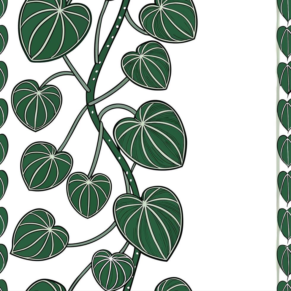 A green and white pattern with leaves vector