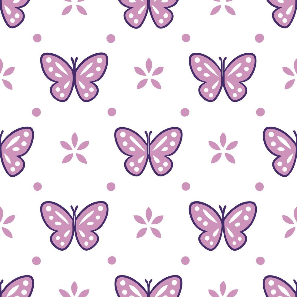 A pattern with butterflies and polka dots vector