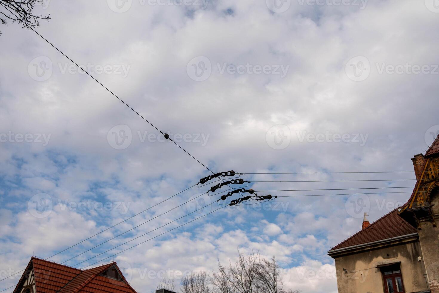 Power Lines Stretched Between Buildings photo
