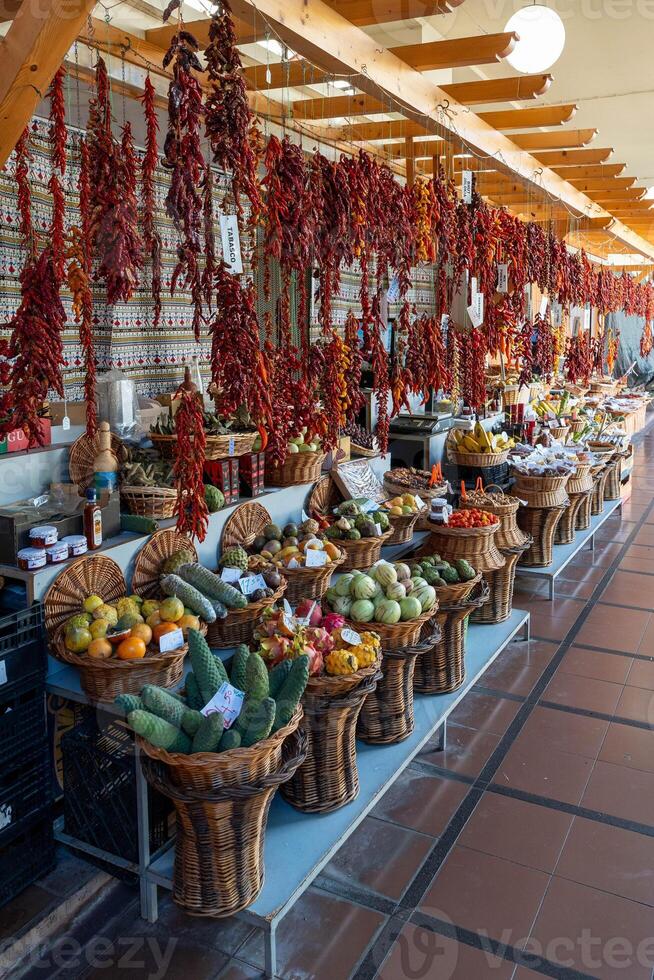 Busy Farmers Market with People Shopping for Fresh Food photo