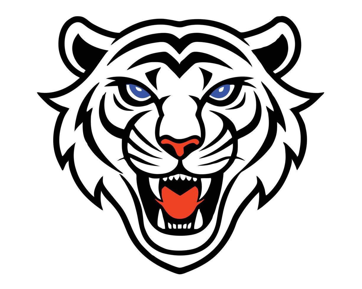 A white tiger head with blue eyes vector