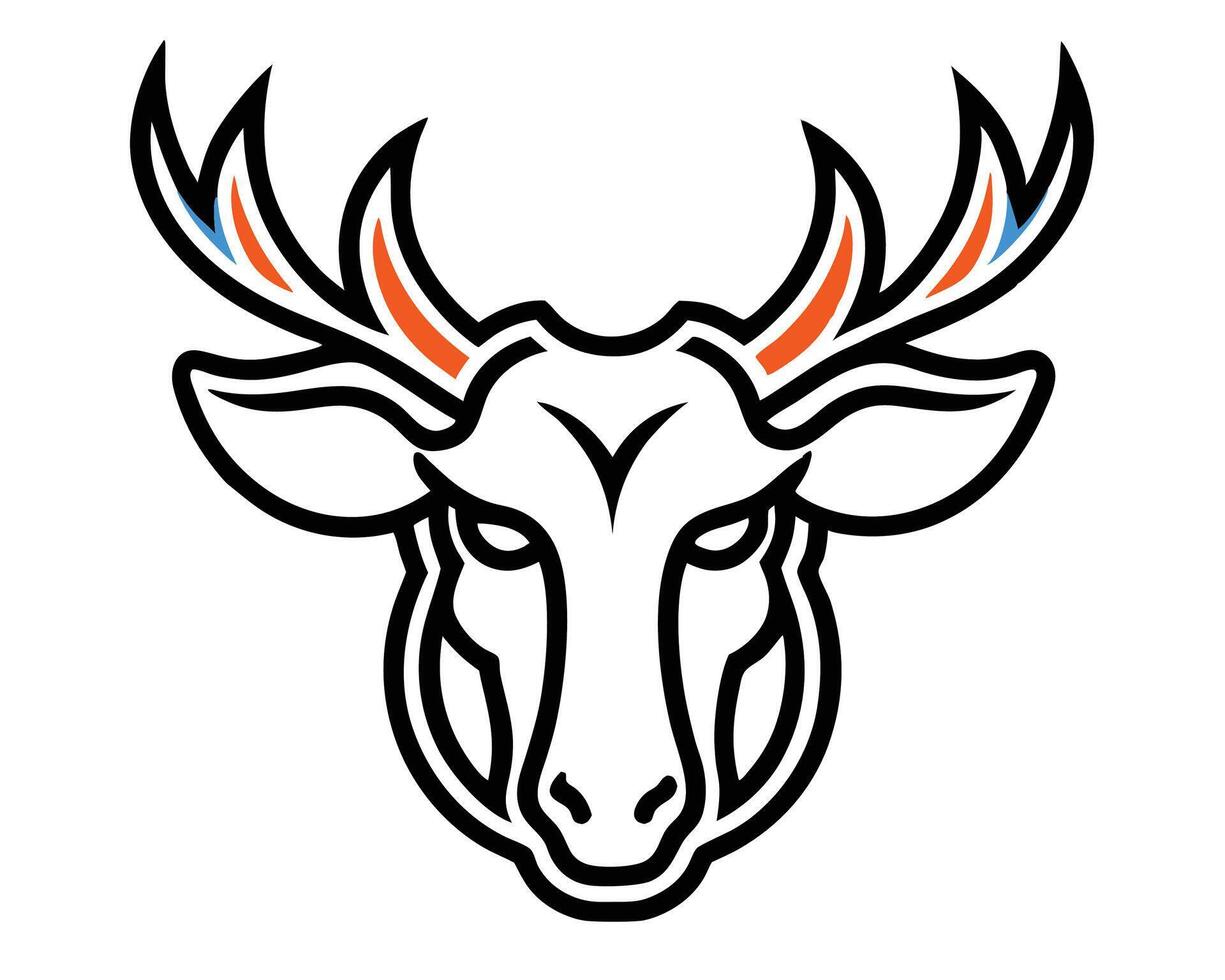 A deer head with horns and a red, white and blue stripe vector