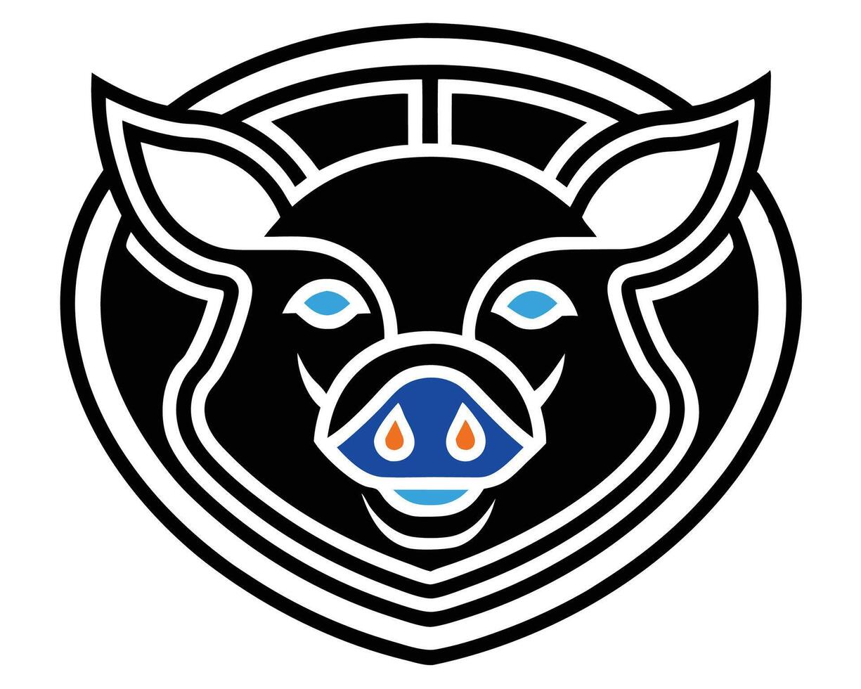 A black pig with blue eyes and a blue nose vector