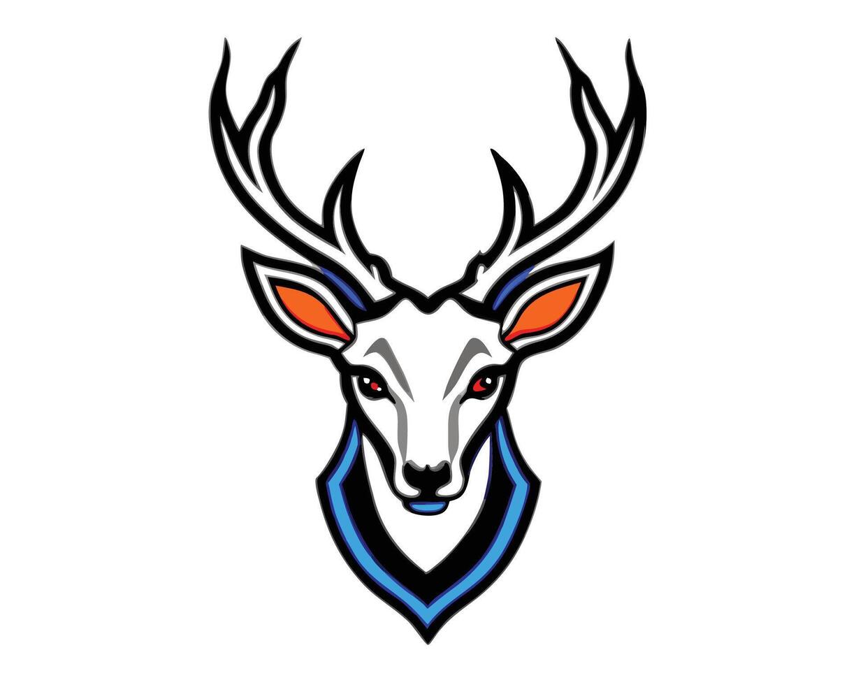 A deer head with blue and orange horns vector
