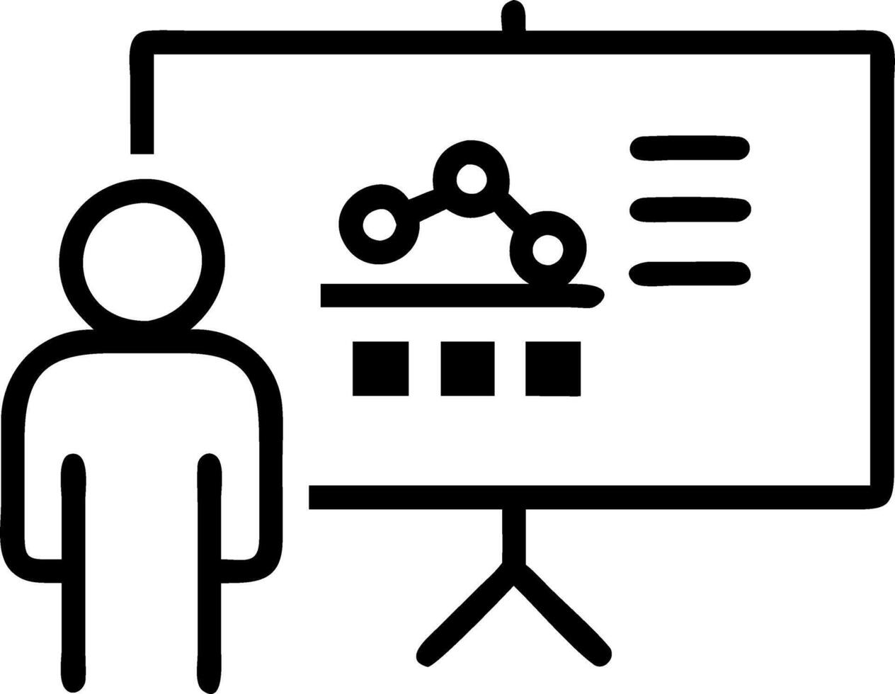 A person is standing in front of a presentation board vector