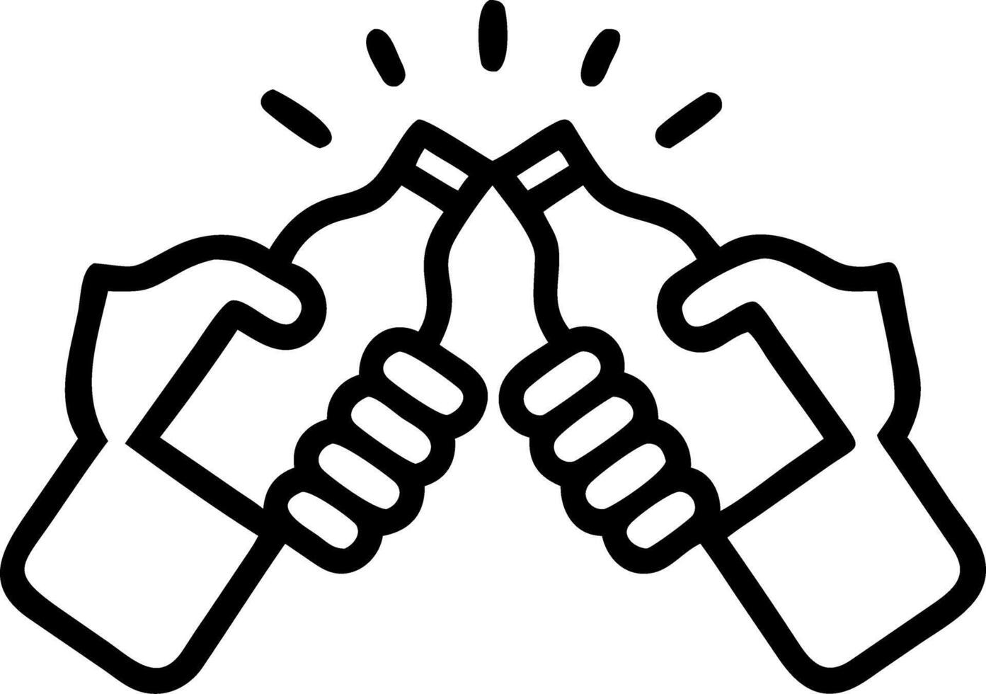 Two hands holding a bottle of beer vector
