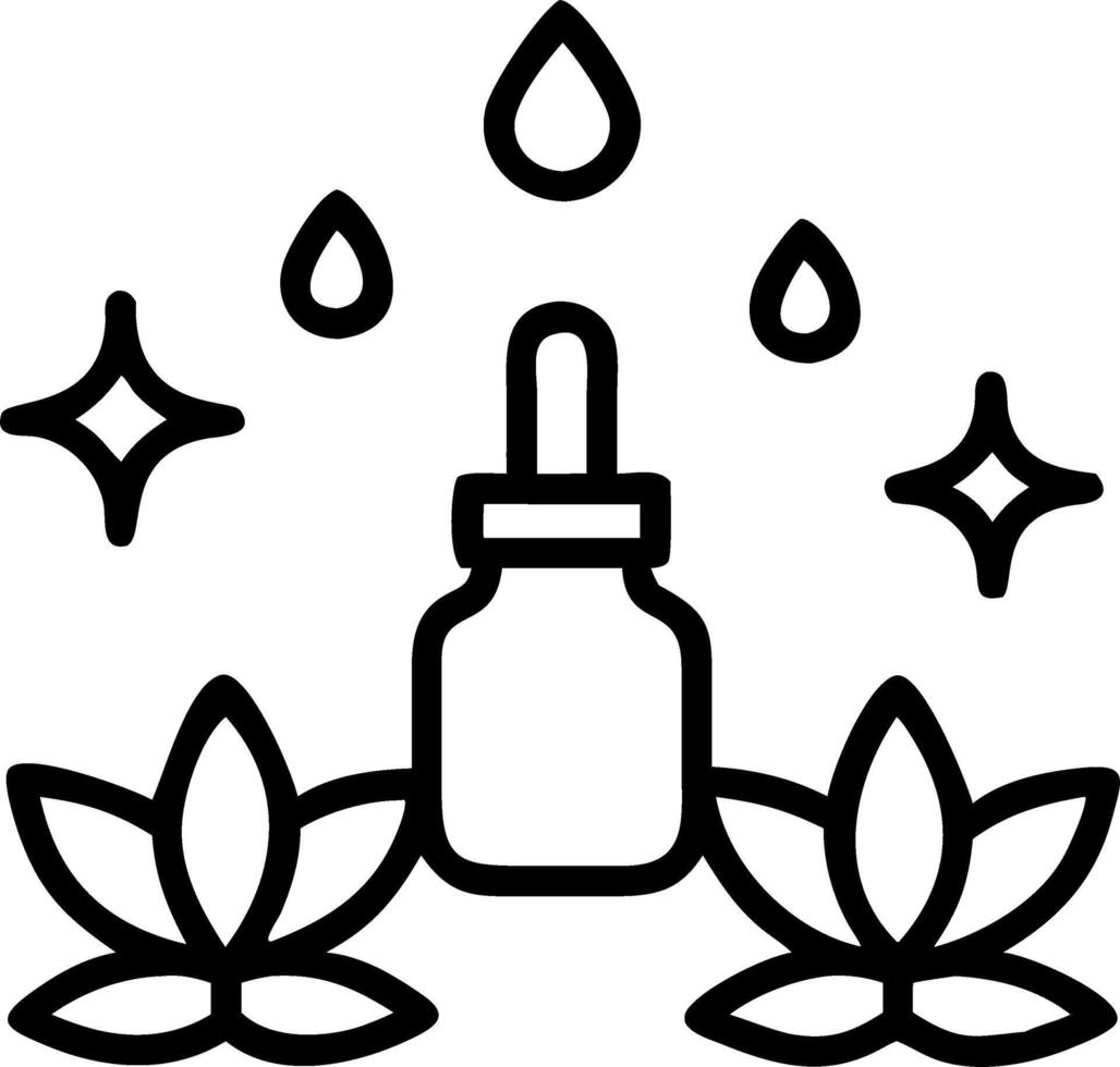 A bottle of oil and lotus flowers vector