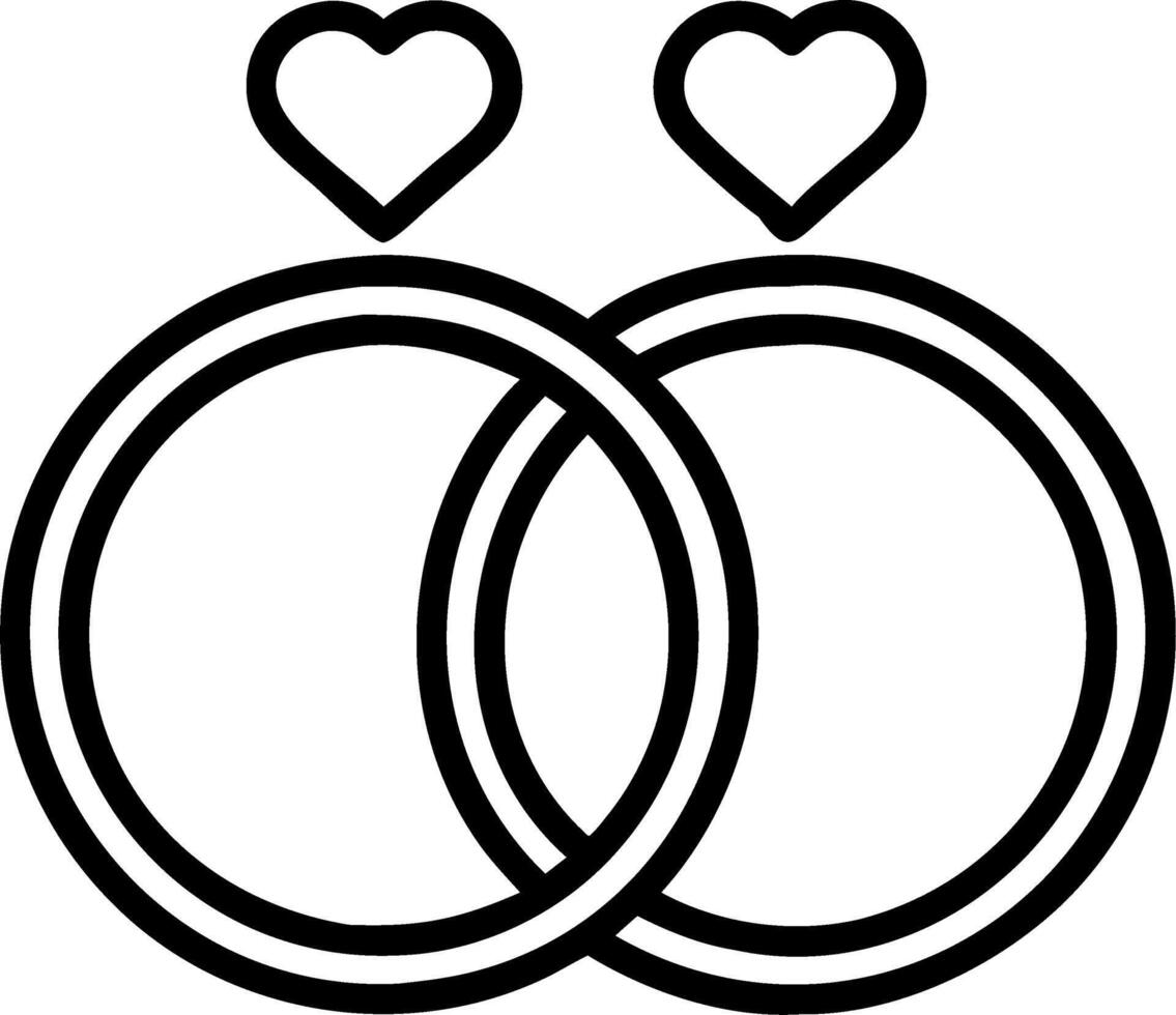 Two rings with hearts on them vector