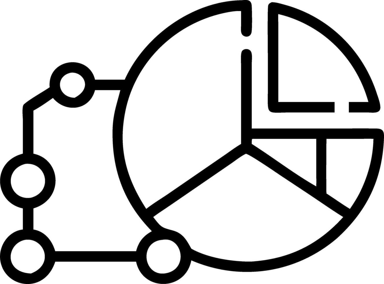 A black and white drawing of a pie chart vector
