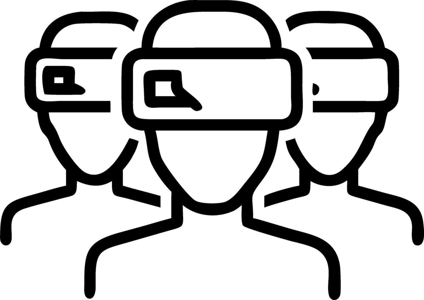 Three people wearing virtual reality headsets vector
