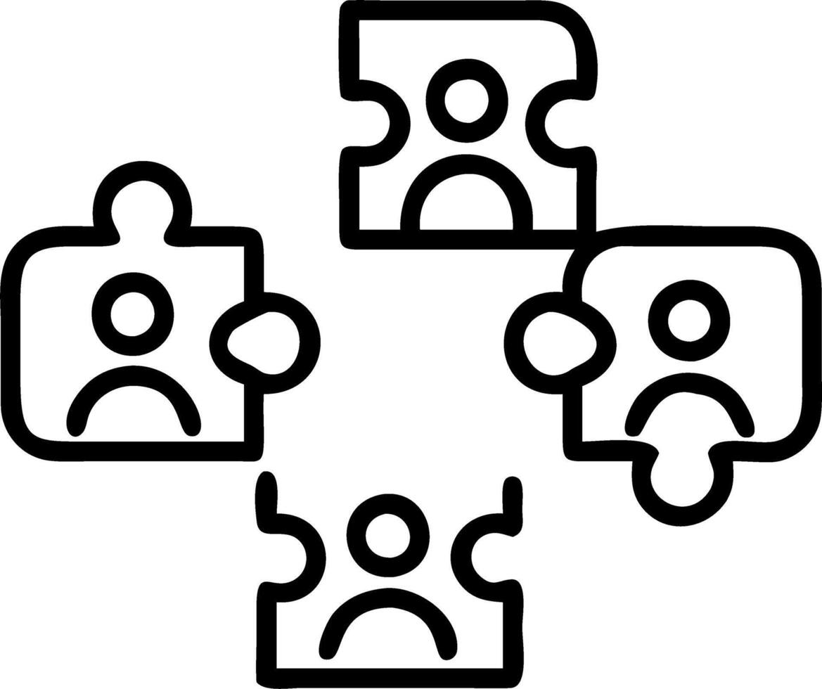A group of people are holding pieces of puzzle vector