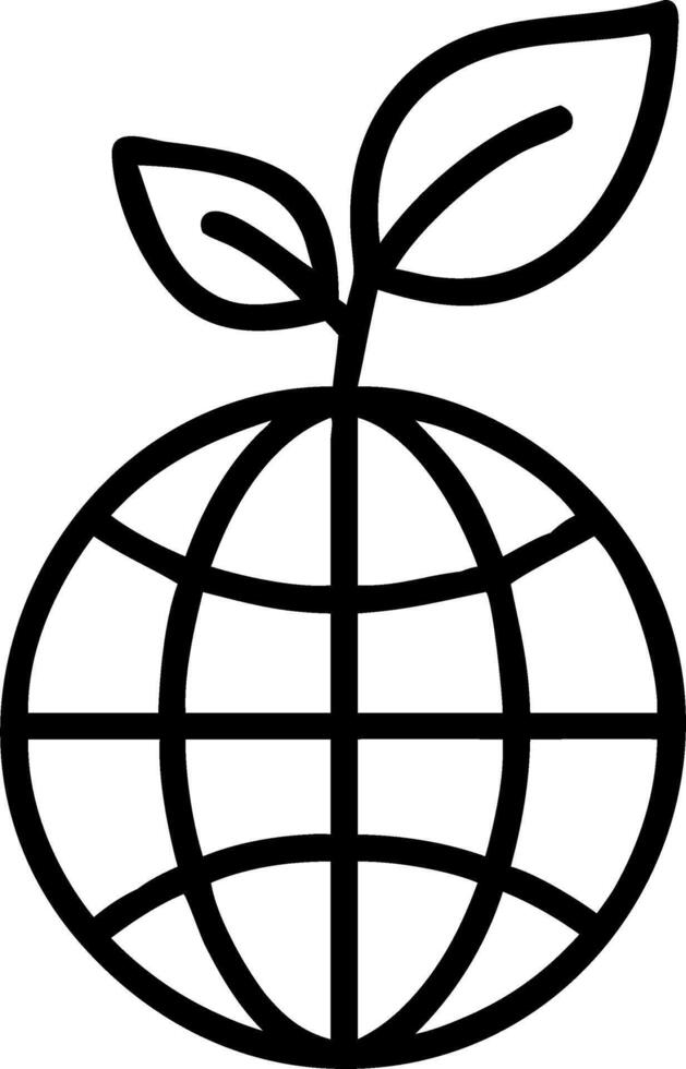 A globe with a leaf on it and a plant vector