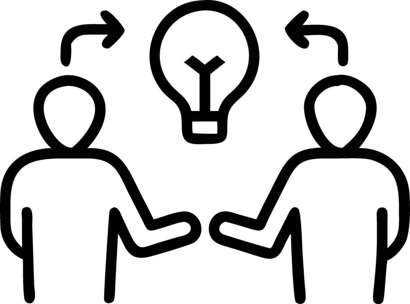 Two people are holding hands and one is holding an idea light bulb vector