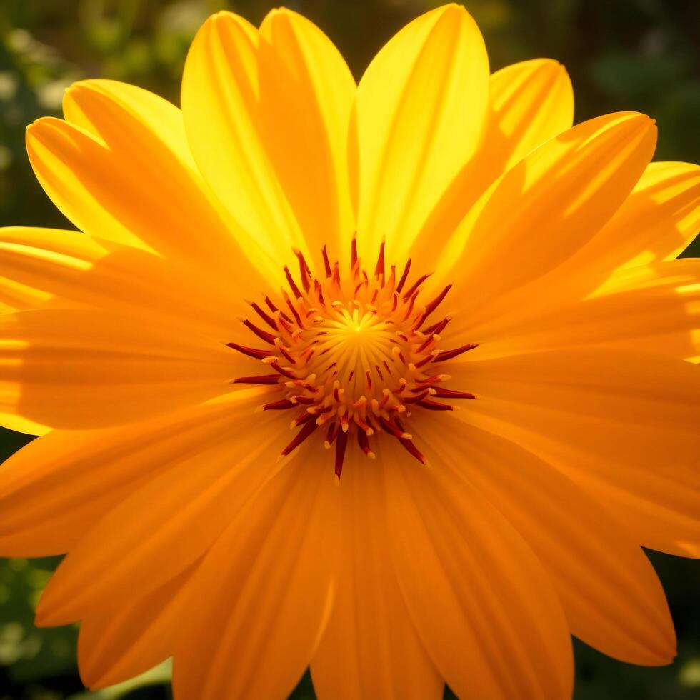 A close up of a bright yellow flower photo