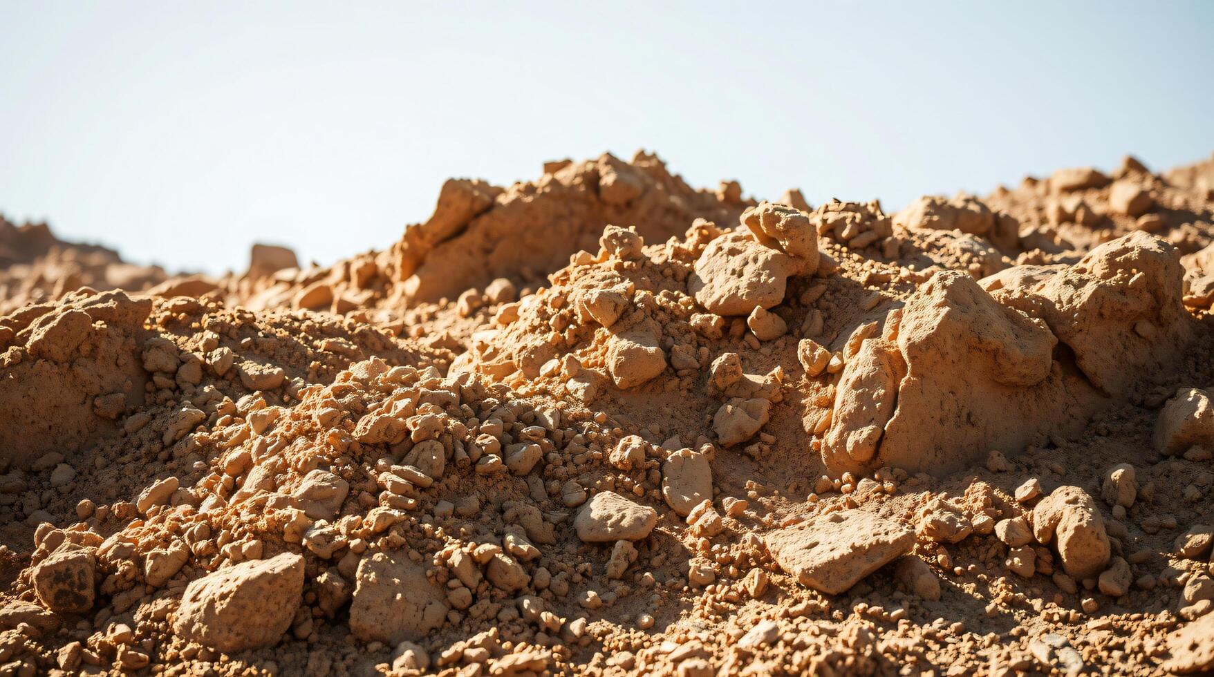 A pile of dirt is shown in the foreground photo