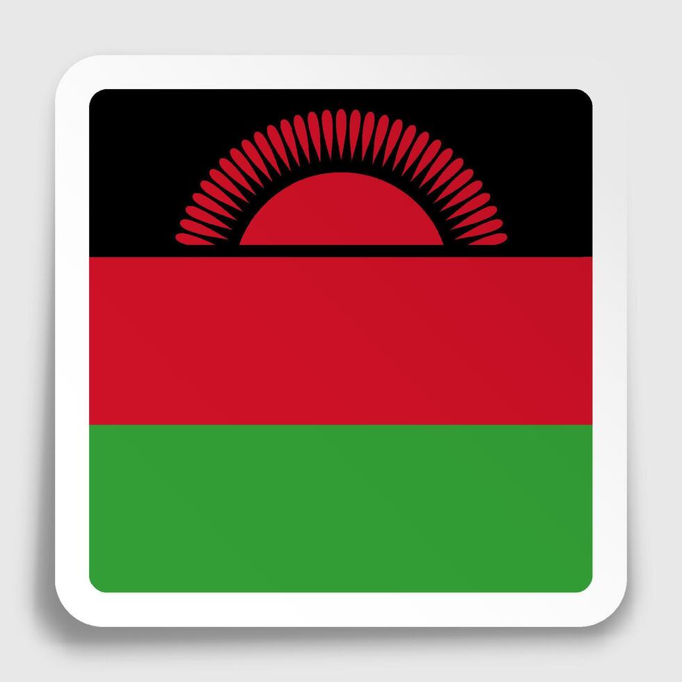 MALAWI flag icon on paper square sticker with shadow. Button for mobile application or web. image vector